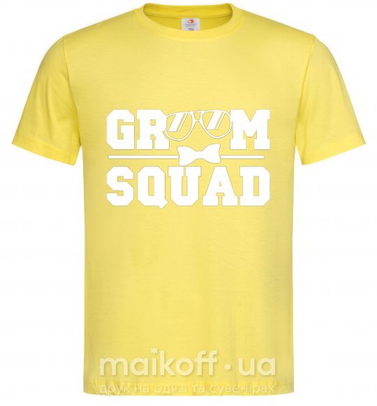 Мужская футболка Groom squad glasses Лимонный фото