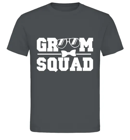 Чоловіча футболка Groom squad glasses Графіт фото