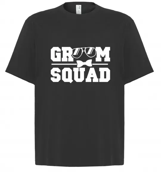 Футболка Оверсайз Groom squad glasses Чорний фото