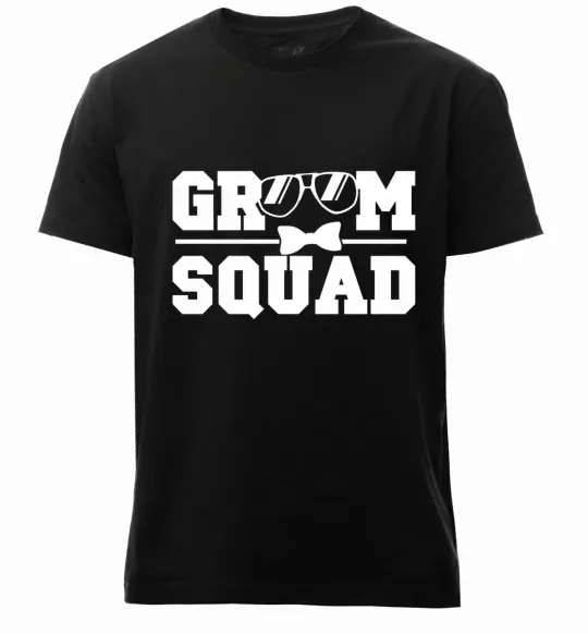 Мужская премиум футболка Groom squad glasses Черный фото