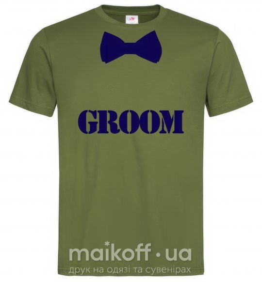 Мужская футболка Groom butterfly Оливковый фото