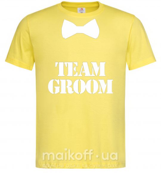 Мужская футболка Team groom butterfly Лимонный фото