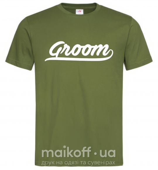 Мужская футболка Groom line Оливковый фото