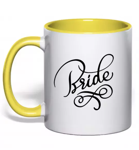 Чашка с цветной ручкой Bride вензеля Солнечно желтый фото