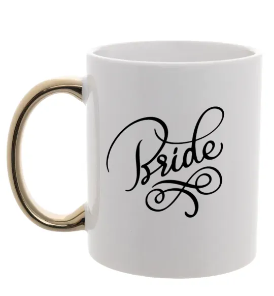 Чашка с цветной ручкой Bride вензеля Золото фото