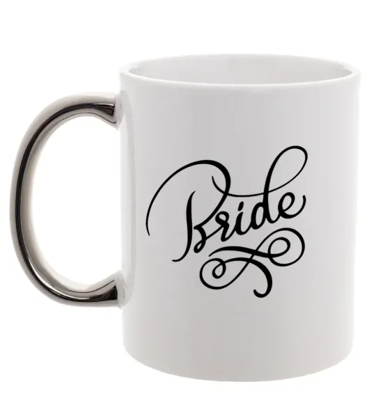 Чашка с цветной ручкой Bride вензеля Серебро фото