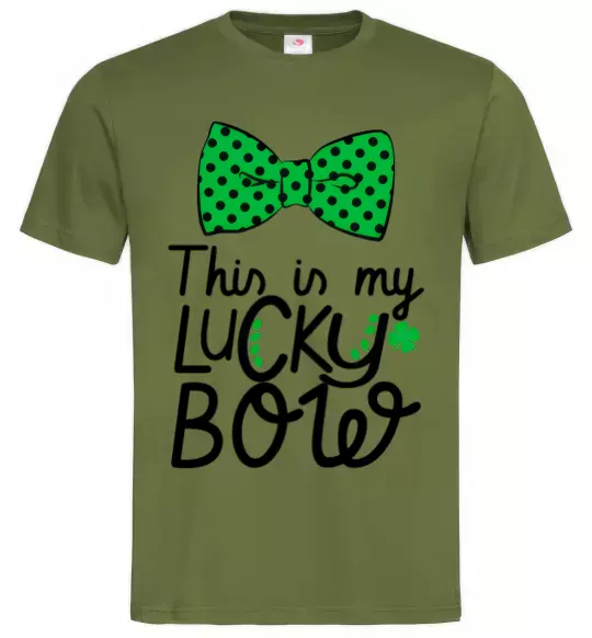 Мужская футболка This is my lucky bow Оливковый фото