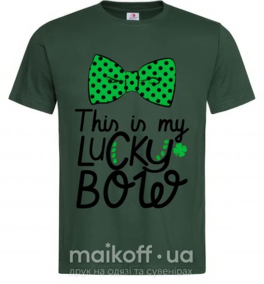 Мужская футболка This is my lucky bow Темно-зеленый фото