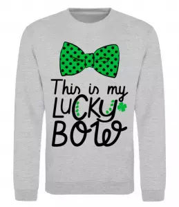 Свитшот This is my lucky bow Серый меланж фото