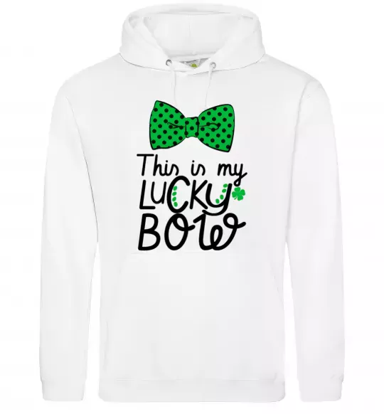 Мужская толстовка (худи) This is my lucky bow Белый фото