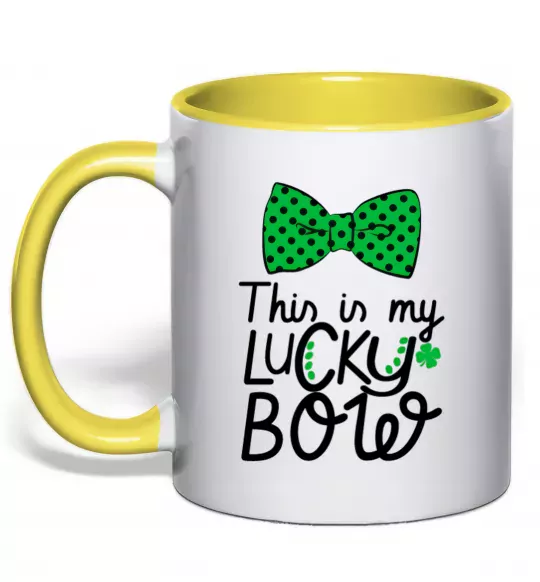 Чашка с цветной ручкой This is my lucky bow Солнечно желтый фото