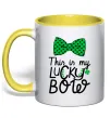 Чашка з кольоровою ручкою This is my lucky bow Лимонний фото