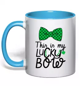 Чашка з кольоровою ручкою Счастливого Дня Святого Патрика Блакитний фото