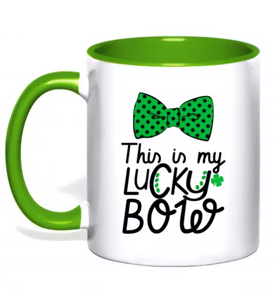 Чашка с цветной ручкой This is my lucky bow Зеленый фото