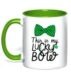 Чашка с цветной ручкой This is my lucky bow Зеленый фото
