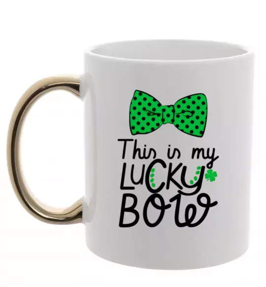 Чашка с цветной ручкой This is my lucky bow Золото фото