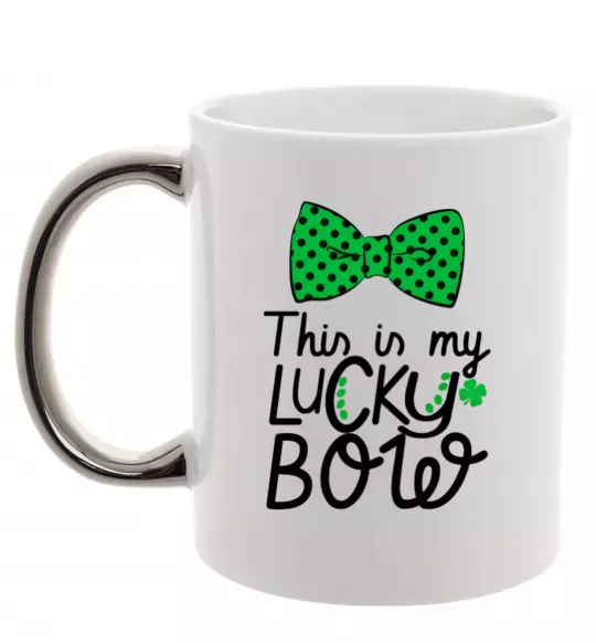 Чашка с цветной ручкой This is my lucky bow Серебро фото