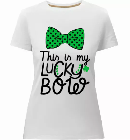 Женская премиум футболка This is my lucky bow Белый фото