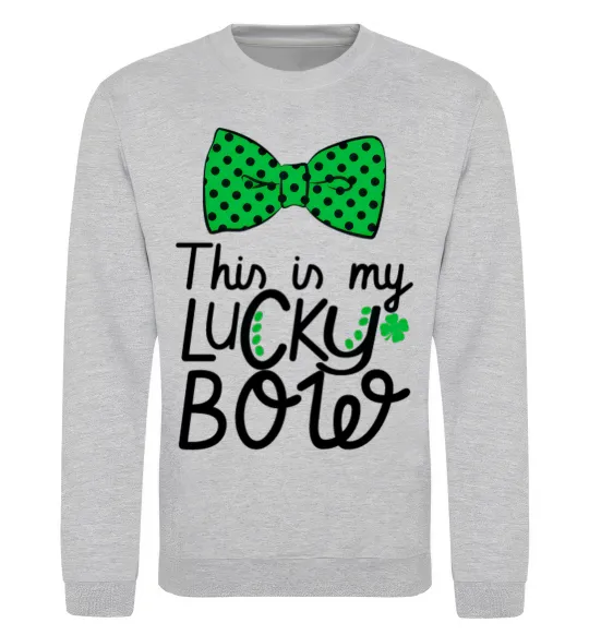 Світшот This is my lucky bow Сірий меланж фото