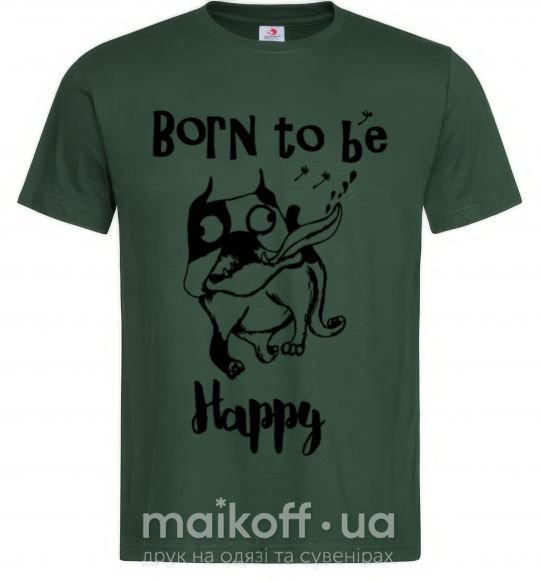 Мужская футболка Born to be happy Темно-зеленый фото