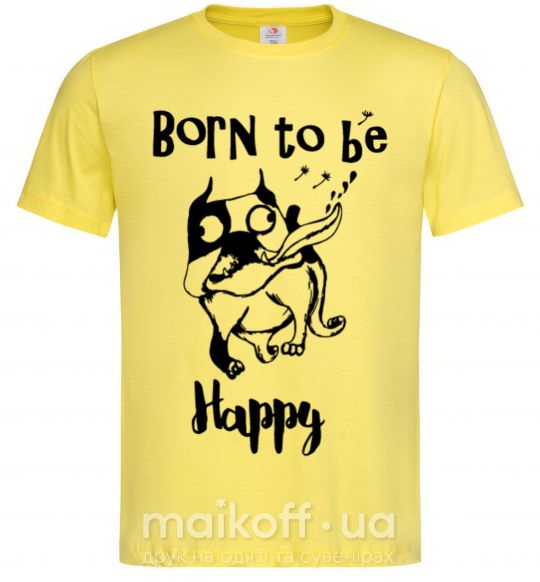 Мужская футболка Born to be happy Лимонный фото