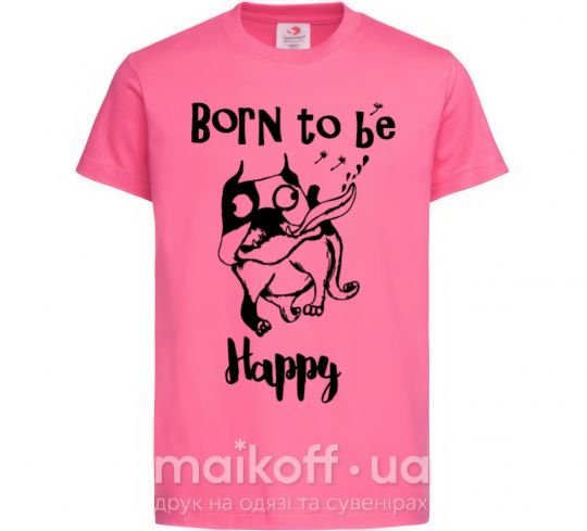 Дитяча футболка Born to be happy Яскраво-рожевий фото
