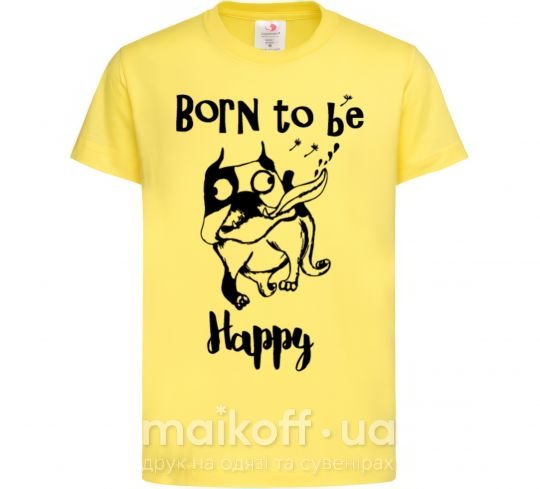 Дитяча футболка Born to be happy Лимонний фото