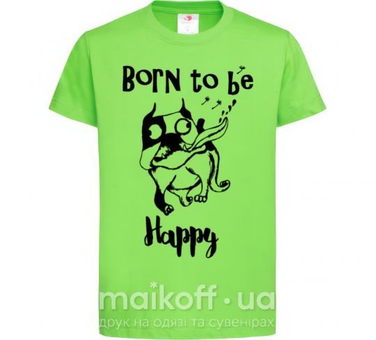Дитяча футболка Born to be happy Лаймовий фото
