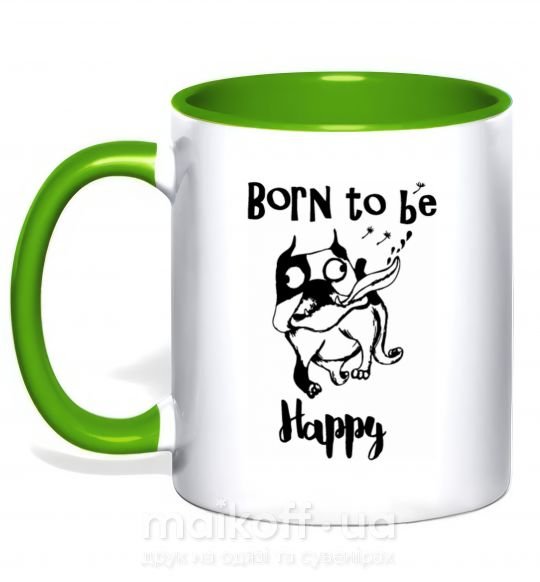 Чашка с цветной ручкой Born to be happy Зеленый фото