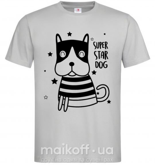 Мужская футболка Super star dog Серый фото
