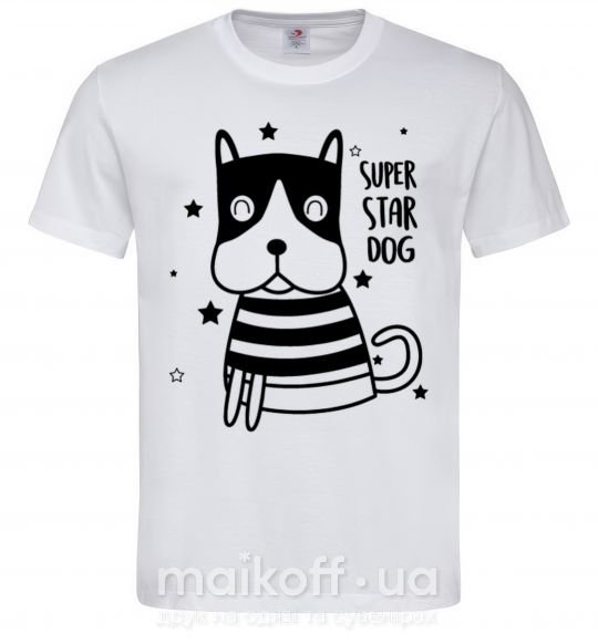 Мужская футболка Super star dog Белый фото