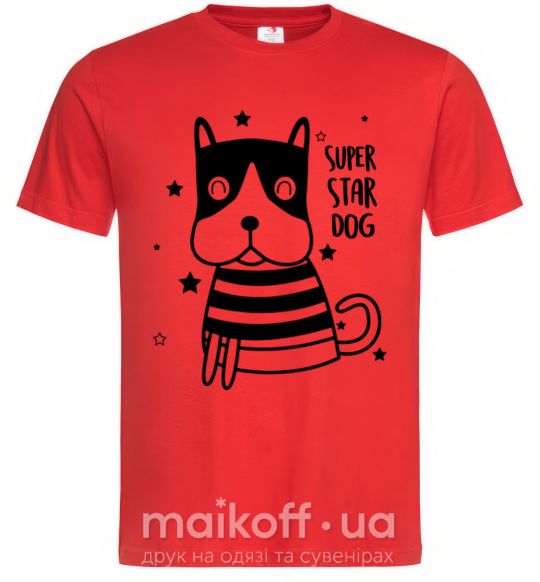 Чоловіча футболка Super star dog Червоний фото