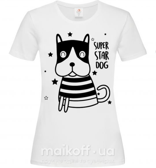Женская футболка Super star dog Белый фото
