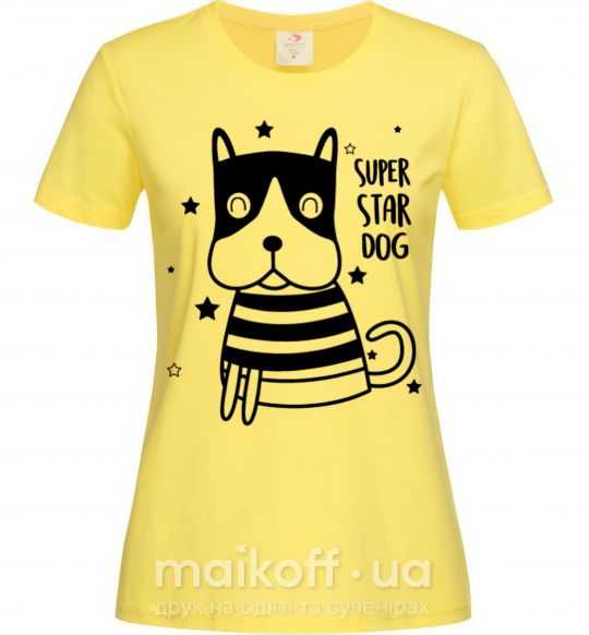 Женская футболка Super star dog Лимонный фото