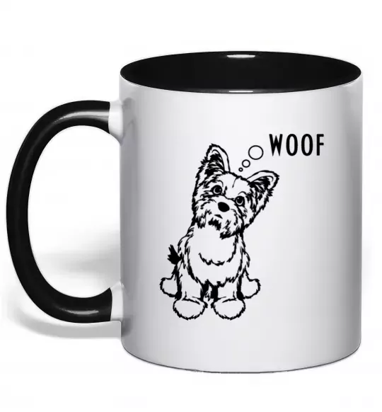 Чашка с цветной ручкой Woof Черный фото