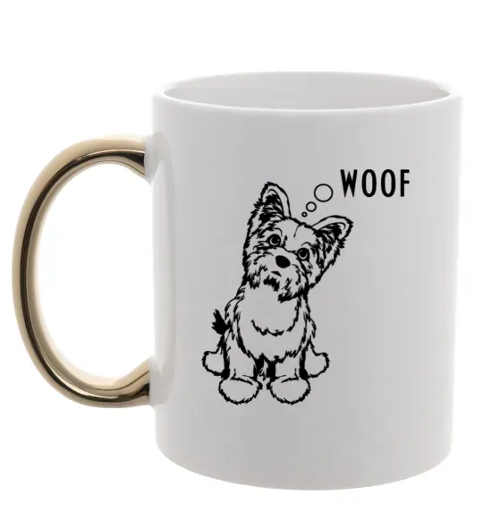 Чашка с цветной ручкой Woof Золото фото