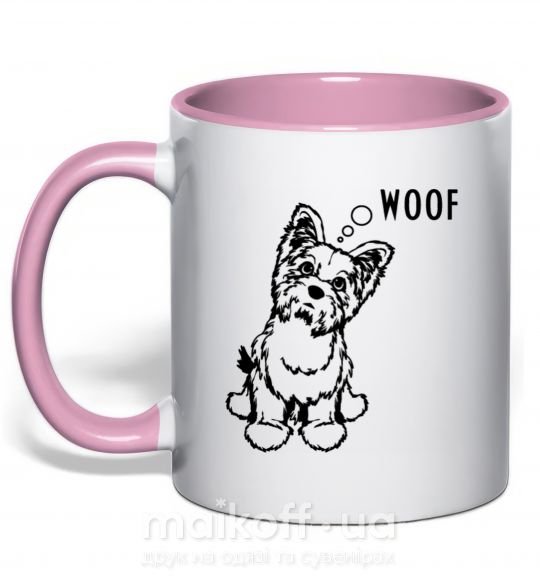 Чашка з кольоровою ручкою Woof Ніжно рожевий фото