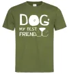 Мужская футболка Dog my best friend Оливковый фото