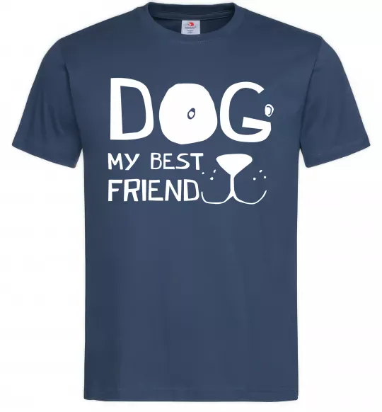 Мужская футболка Dog my best friend Темно-синий фото