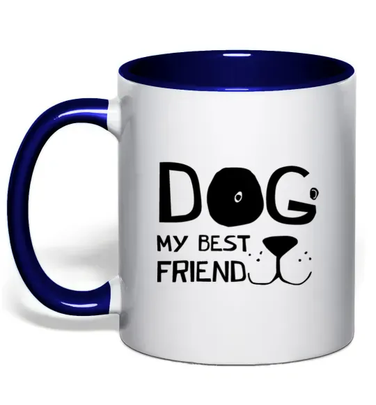 Чашка с цветной ручкой Dog my best friend Глубокий темно-синий фото