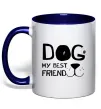 Чашка с цветной ручкой Dog my best friend Глубокий темно-синий Чашка с цветной ручкой Dog my best friend Глубокий темно-синий фото