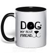 Чашка з кольоровою ручкою Dog my best friend Чорний фото