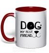 Чашка з кольоровою ручкою Dog my best friend Червоний фото