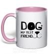 Чашка з кольоровою ручкою Dog my best friend Ніжно рожевий фото