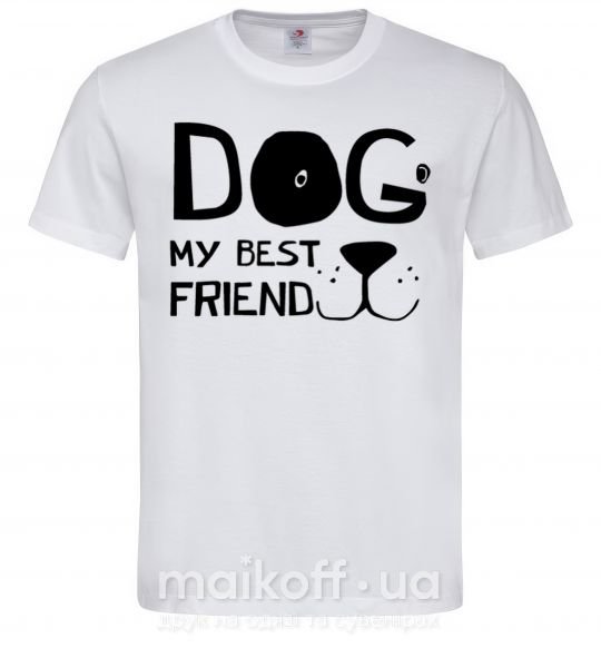 Мужская футболка Dog my best friend Белый фото