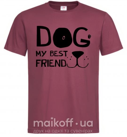 Мужская футболка Dog my best friend Бордовый фото