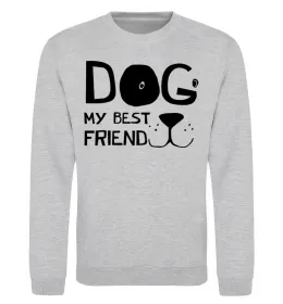 Світшот Dog my best friend Сірий меланж фото