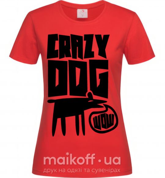 Женская футболка Crazy dog Красный фото