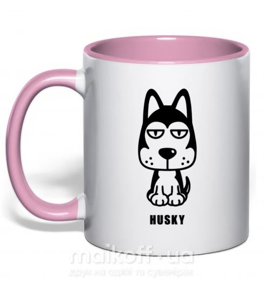 Чашка з кольоровою ручкою Husky Ніжно рожевий фото