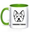 Чашка с цветной ручкой Yorkshire terrier Зеленый фото